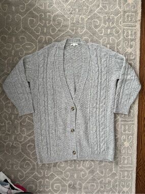 Skin Light Gray Cable Knit Cardigan